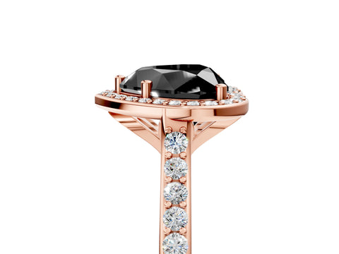 Rose gold Fancy Black Heart Cut Halo Round Diamond Pavé Band with Four-Prong Setting_8