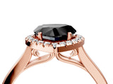 Rose gold Fancy Black Heart Cut Halo Round Diamond Solitaire Ring with Pavé Band and Four-Prong Setting_16