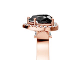 Rose gold Fancy Black Heart Cut Halo Round Diamond Twist Band with Four-Prong Setting_5