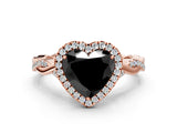 Rose gold Fancy Black Heart Cut Halo Twist Band with Four-Prong Setting_12