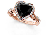 Rose gold Fancy Black Heart Cut Halo Twist Band with Four-Prong Setting_13