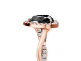 Rose gold Fancy Black Heart Cut Halo Twist Band with Four-Prong Setting_17