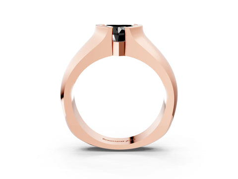 Rose gold Fancy Black Heart Cut Solitaire Bezel Set Diamond Ring with Wide Band_3