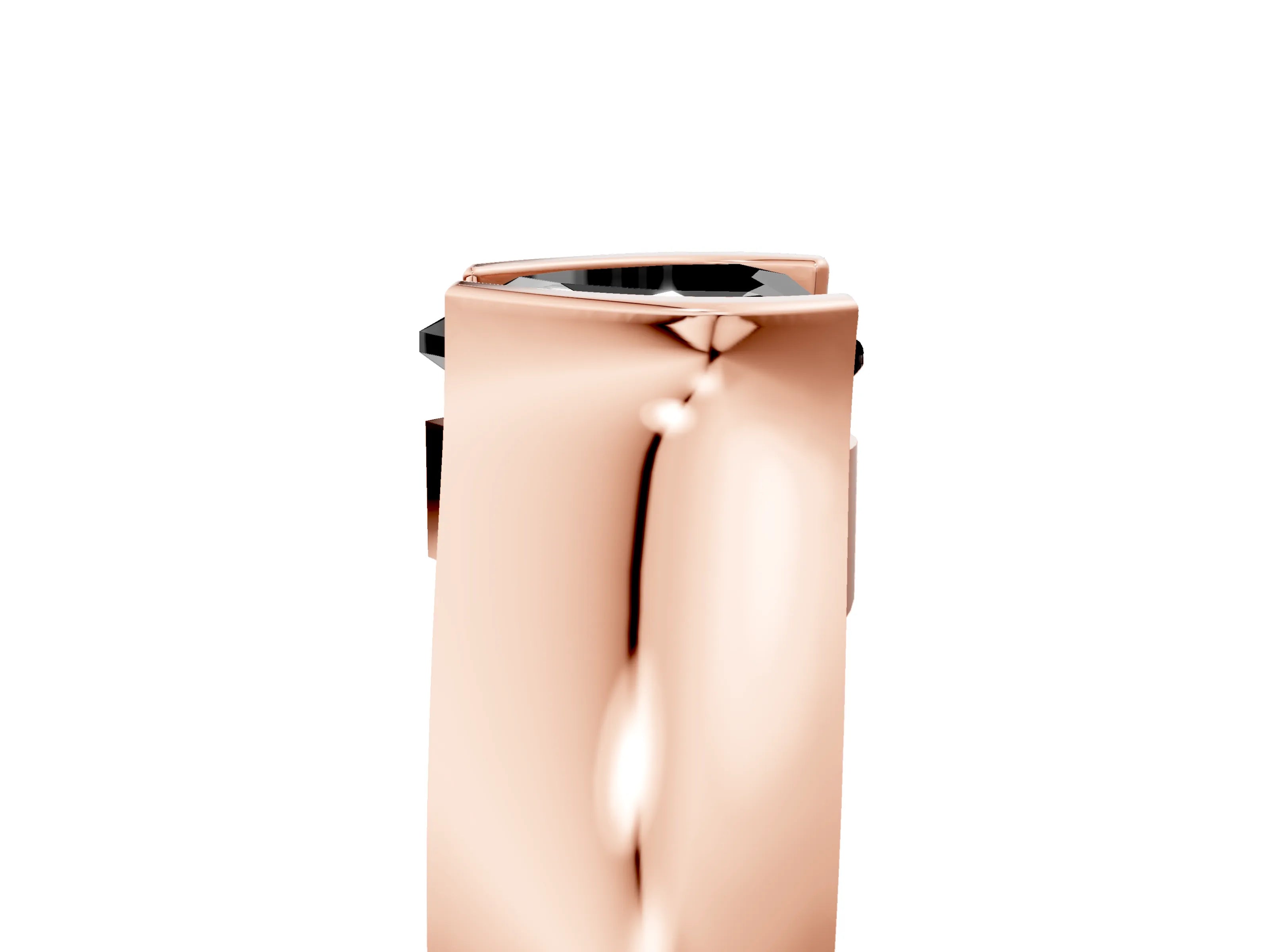 Rose gold Fancy Black Heart Cut Solitaire Bezel Set Diamond Ring with Wide Band_5