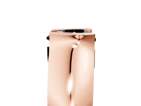 Rose gold Fancy Black Heart Cut Solitaire Bezel Set Diamond Ring with Wide Band_5