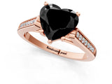 Rose gold Fancy Black Heart Cut Solitaire Cathedral Diamond Engagement Ring with Channel-Set Band and Four-Prong Setting_4