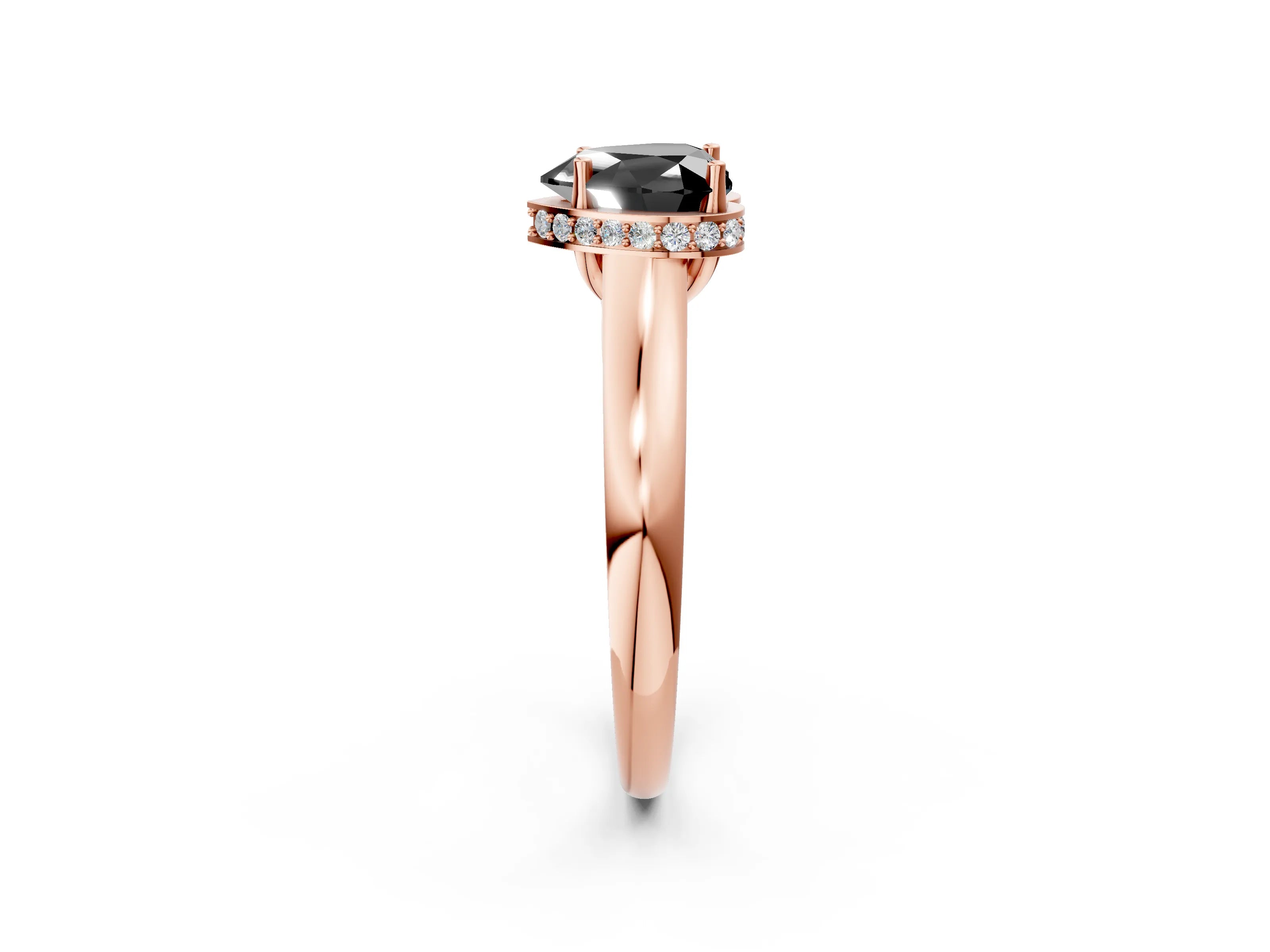 Rose gold Fancy Black Heart Cut Solitaire Diamond Engagement Ring with Four-Prong Setting and Tapered Band_2