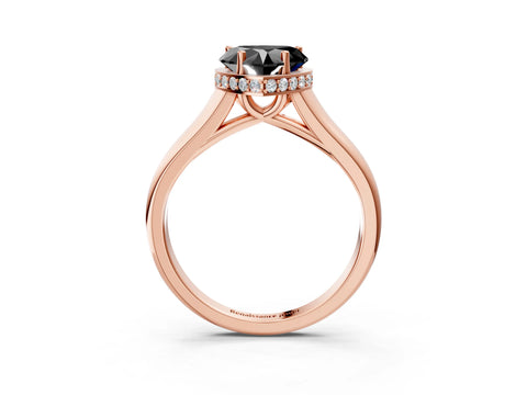 Rose gold Fancy Black Heart Cut Solitaire Diamond Engagement Ring with Four-Prong Setting and Tapered Band_3