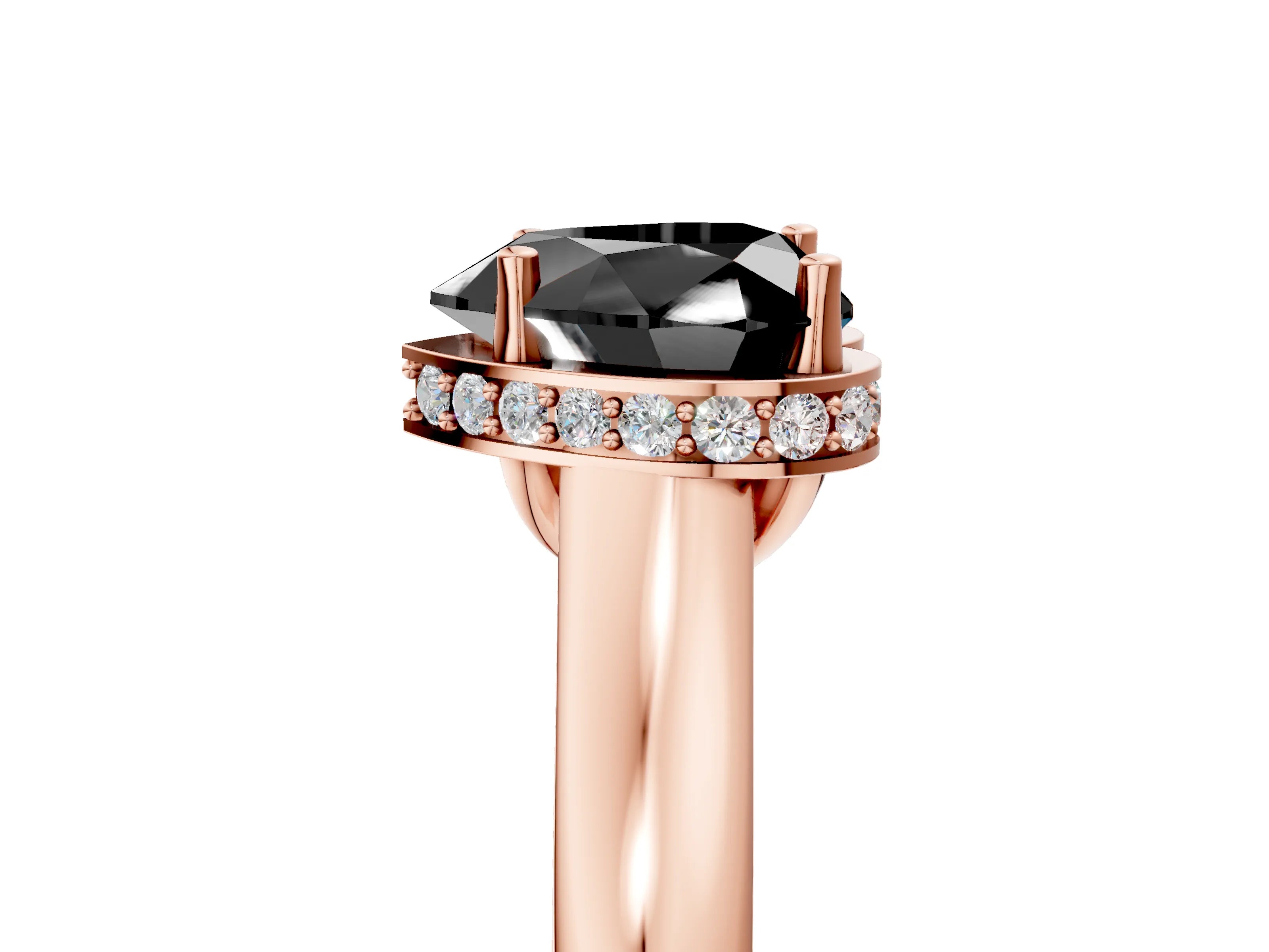 Rose gold Fancy Black Heart Cut Solitaire Diamond Engagement Ring with Four-Prong Setting and Tapered Band_5