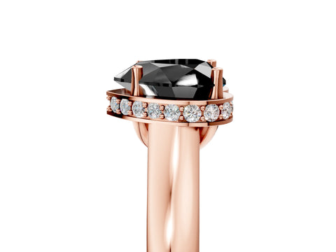 Rose gold Fancy Black Heart Cut Solitaire Diamond Engagement Ring with Four-Prong Setting and Tapered Band_5