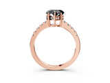 Rose gold Fancy Black Heart Cut Solitaire Diamond Engagement Ring with Pavé Band and Six-Prong Setting_15