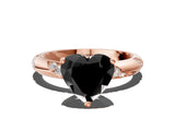 Rose gold Fancy Black Heart Cut Solitaire Diamond Engagement Ring with Twisted Pave Band and Four-Prong Setting_3
