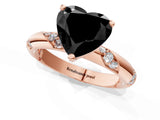 Rose gold Fancy Black Heart Cut Solitaire Diamond Engagement Ring with Twisted Pave Band and Four-Prong Setting_4