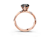 Rose gold Fancy Black Heart Cut Solitaire Diamond Engagement Ring with Twisted Pave Band and Four-Prong Setting_6