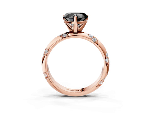 Rose gold Fancy Black Heart Cut Solitaire Diamond Engagement Ring with Twisted Pave Band and Four-Prong Setting_6