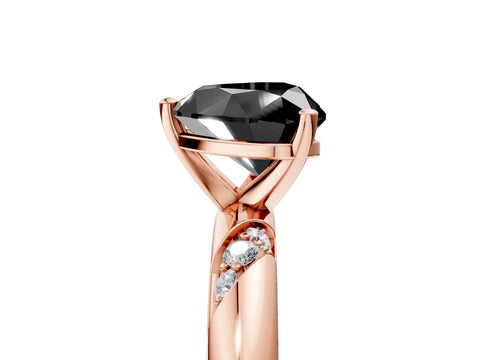 Rose gold Fancy Black Heart Cut Solitaire Diamond Engagement Ring with Twisted Pave Band and Four-Prong Setting_8