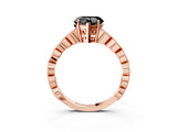 Rose gold Fancy Black Heart Cut Solitaire Diamond Ring with Infinity Twist Band and Four-Prong Setting_3