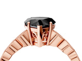 Rose gold Fancy Black Heart Cut Solitaire Diamond Ring with Infinity Twist Band and Four-Prong Setting_4