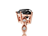 Rose gold Fancy Black Heart Cut Solitaire Diamond Ring with Infinity Twist Band and Four-Prong Setting_5