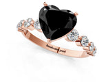 Rose gold Fancy Black Heart Cut Solitaire Diamond Ring with Pave Band and Four-Prong Setting_1