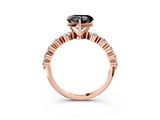 Rose gold Fancy Black Heart Cut Solitaire Diamond Ring with Pave Band and Four-Prong Setting_3