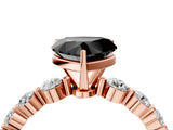 Rose gold Fancy Black Heart Cut Solitaire Diamond Ring with Pave Band and Four-Prong Setting_4