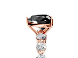 Rose gold Fancy Black Heart Cut Solitaire Diamond Ring with Pave Band and Four-Prong Setting_5