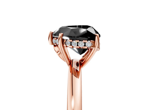 Rose gold Fancy Black Heart Cut Solitaire Diamond Ring with Prong Setting and Plain Band_5