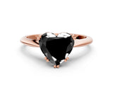 Rose gold Fancy Black Heart Cut Solitaire Diamond Ring with Six-Prong Setting and Classic Band_12