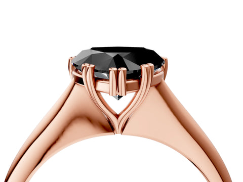 Rose gold Fancy Black Heart Cut Solitaire Diamond Ring with Six-Prong Setting and Classic Band_4