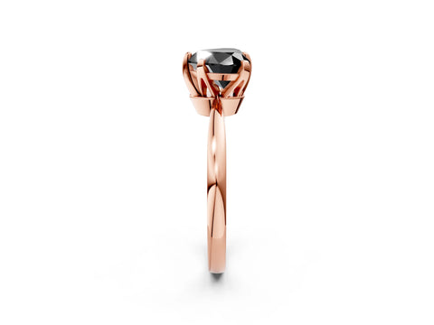 Rose gold Fancy Black Heart Cut Solitaire Engagement Ring with Six-Prong Setting and Tapered Band_2