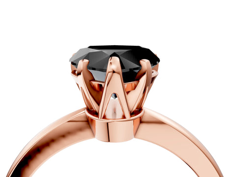 Rose gold Fancy Black Heart Cut Solitaire Engagement Ring with Six-Prong Setting and Tapered Band_4