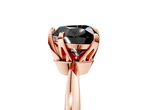 Rose gold Fancy Black Heart Cut Solitaire Engagement Ring with Six-Prong Setting and Tapered Band_5