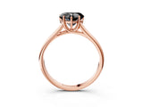 Rose gold Fancy Black Heart Cut Solitaire Engagement Ring with Tapered Band and Four-Prong Setting_6