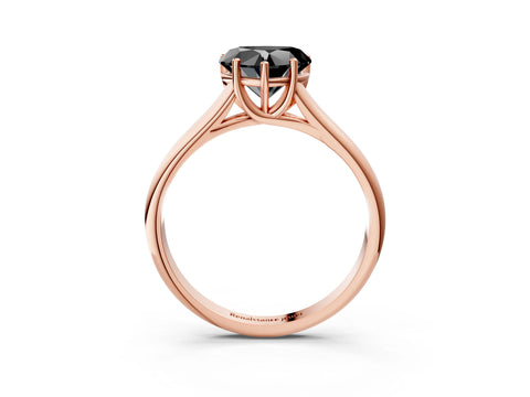 Rose gold Fancy Black Heart Cut Solitaire Engagement Ring with Tapered Band and Four-Prong Setting_6