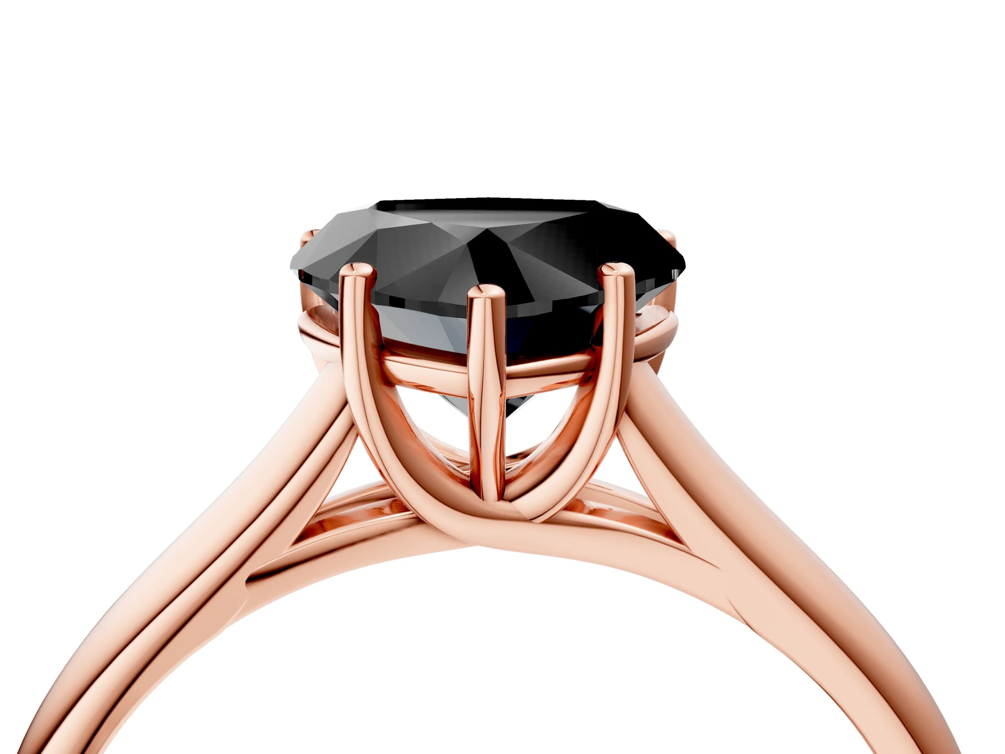 Rose gold Fancy Black Heart Cut Solitaire Engagement Ring with Tapered Band and Four-Prong Setting_7