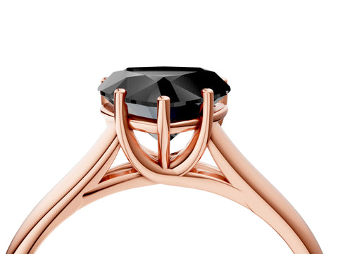 Rose gold Fancy Black Heart Cut Solitaire Engagement Ring with Tapered Band and Four-Prong Setting_7