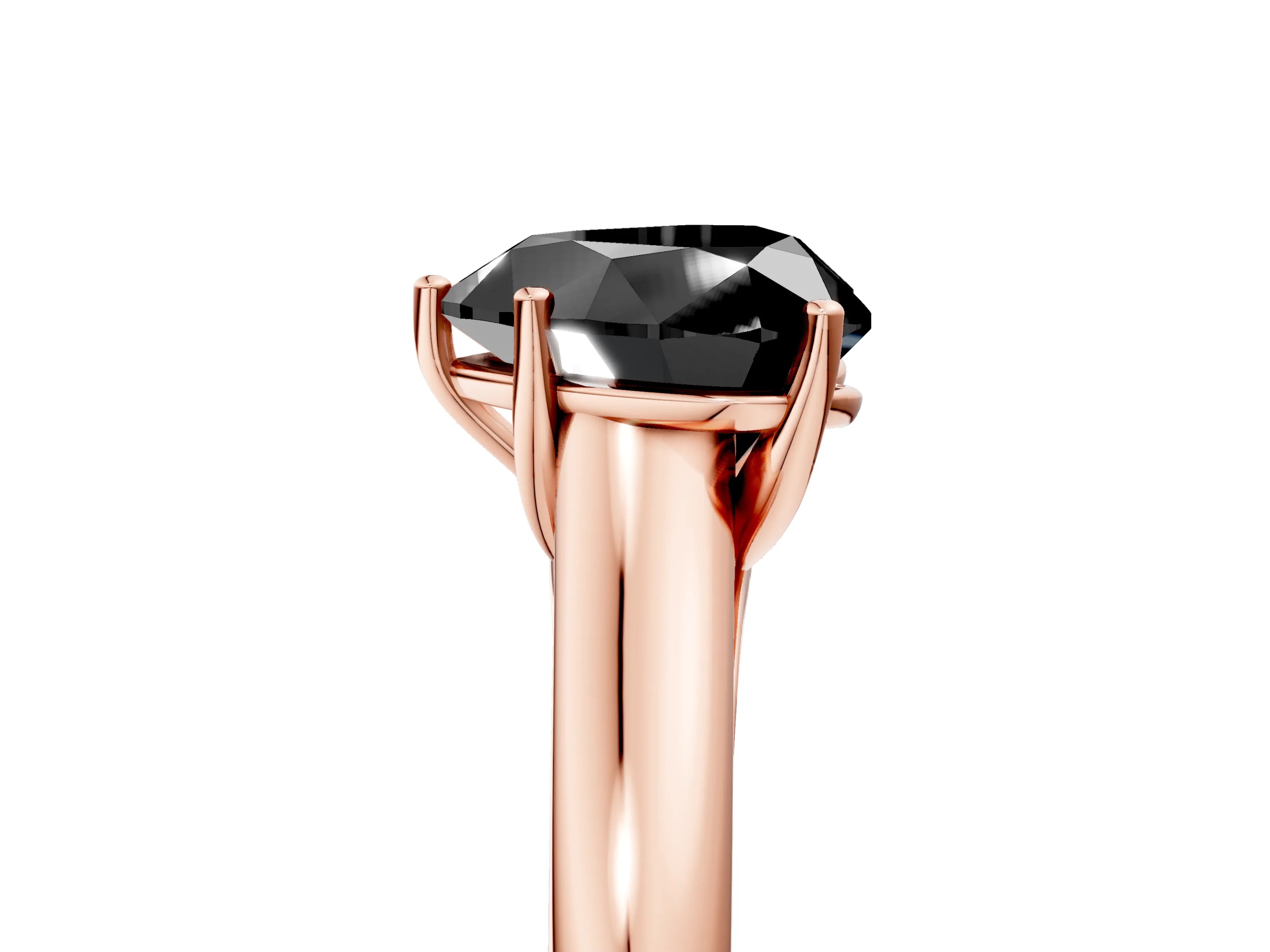 Rose gold Fancy Black Heart Cut Solitaire Engagement Ring with Tapered Band and Four-Prong Setting_8