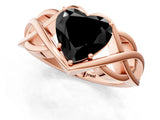Rose gold Fancy Black Heart Cut Solitaire Intertwined Band Prong Setting Ring_1