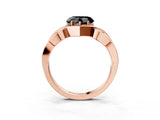 Rose gold Fancy Black Heart Cut Solitaire Intertwined Band Prong Setting Ring_3