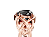 Rose gold Fancy Black Heart Cut Solitaire Intertwined Band Prong Setting Ring_5