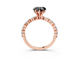 Rose gold Fancy Black Heart Cut Solitaire Marquise Side Stone Prong Setting Ring_3