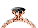 Rose gold Fancy Black Heart Cut Solitaire Marquise Side Stone Prong Setting Ring_4
