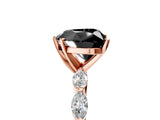 Rose gold Fancy Black Heart Cut Solitaire Marquise Side Stone Prong Setting Ring_5
