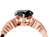 Rose gold Fancy Black Heart Cut Solitaire Milgrain Leaf Band with Prong Setting_4