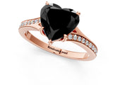 Rose gold Fancy Black Heart Cut Solitaire Pavé Band with Four-Prong Setting_1