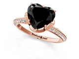 Rose gold Fancy Black Heart Cut Solitaire Split Shank Pave Diamond Engagement Ring with Four-Prong Setting_1