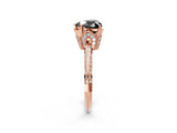 Rose gold Fancy Black Heart Cut Solitaire Split Shank Pave Diamond Engagement Ring with Four-Prong Setting_2