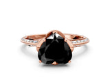 Rose gold Fancy Black Heart Cut Solitaire Split Shank Pave Diamond Engagement Ring with Four-Prong Setting_24