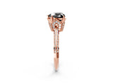 Rose gold Fancy Black Heart Cut Solitaire Split Shank Pave Diamond Engagement Ring with Four-Prong Setting_26